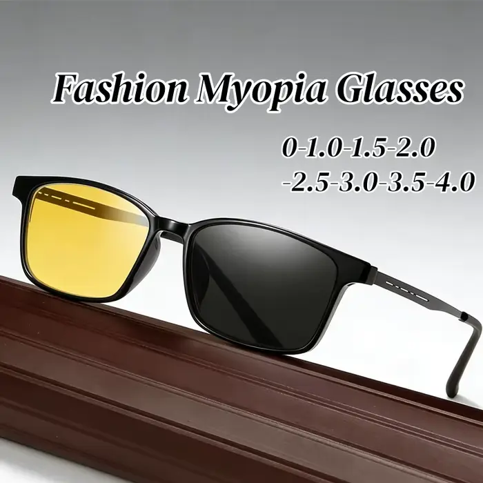Lunettes de myopie photochromiques tendance à verres jaunes pour femmes et hommes
