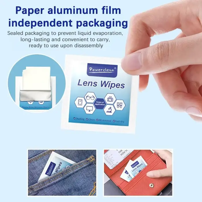 100 lingettes nettoyantes pour lunettes
