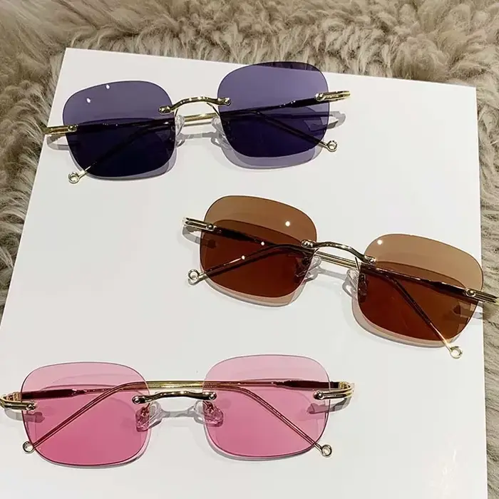 Lunettes de Myopie Sans Cadre avec Maille Rouge