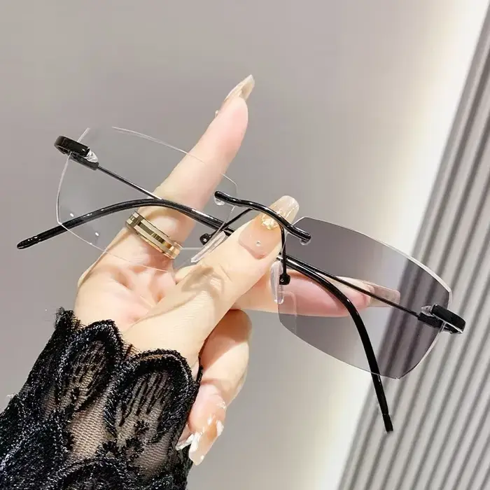 Lunettes photochromiques Anti-lumière bleue à la mode, verres à couleur changeante, sans cadre, pour