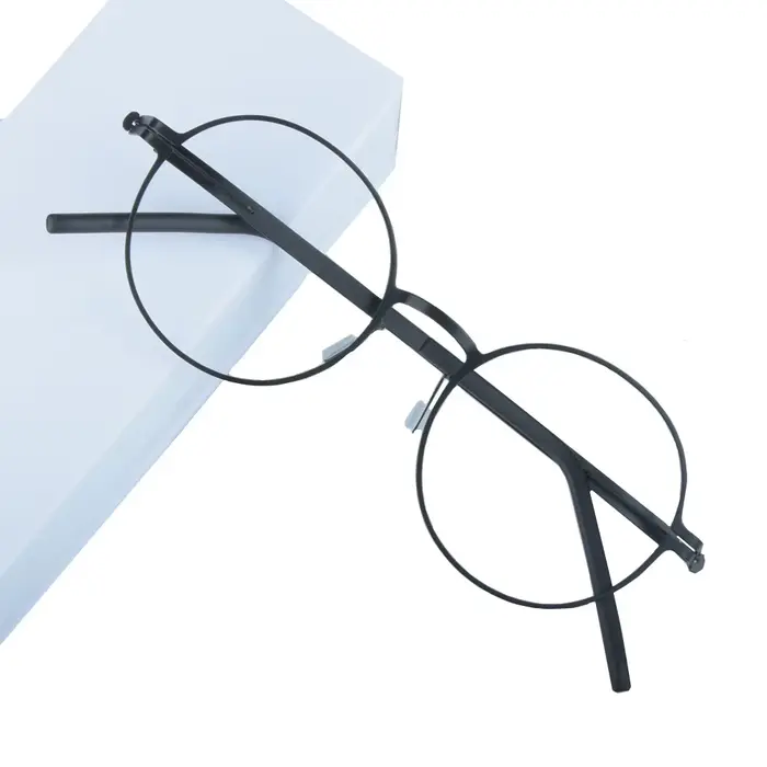 Allemagne marque ronde sans vis lunettes cadre hommes femmes mode ultraléger Simple lunettes Vintage