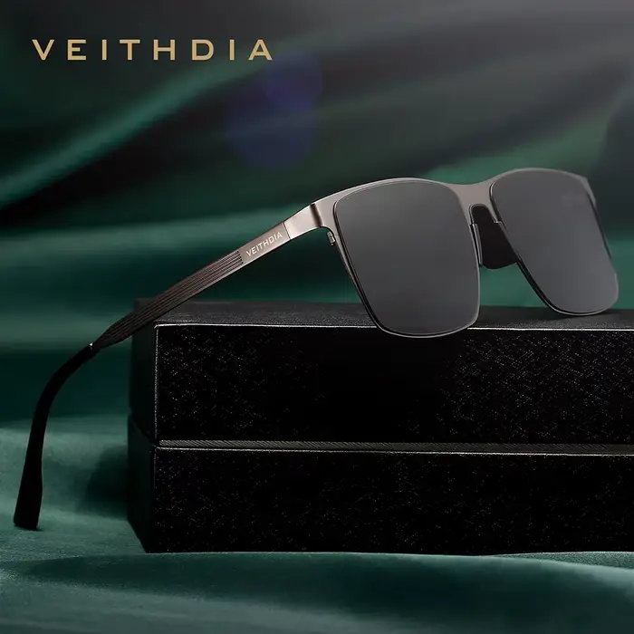 VEITHDIA-Lunettes de soleil polarisées en acier inoxydable pour homme, verres en nylon pour la condu
