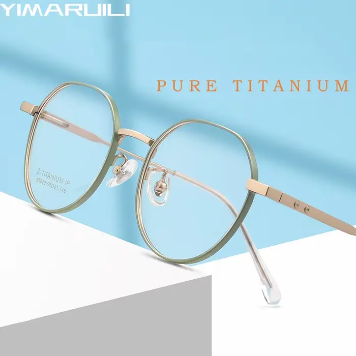 YIMARUILI nouveau Ultra léger large bord Design mode polygonal pur titane rétro myopie optique lunet