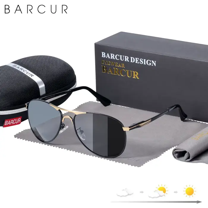 BARCUR – lunettes de soleil photochromiques pour hommes, polarisées, de marque, de styliste, pour la