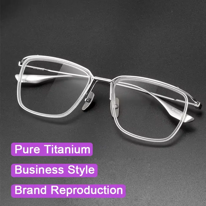 DTX106 – lunettes ultralégères en titane pur pour hommes d'affaires, monture carrée, faites à la mai