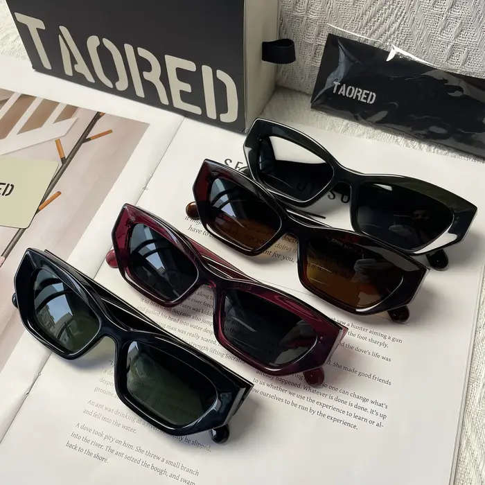 Lunettes de soleil élégantes pour femmes, avec étui, de luxe, de styliste, œil de chat, monture en acétate, à la mode, UV400, nouvelle collection 2025