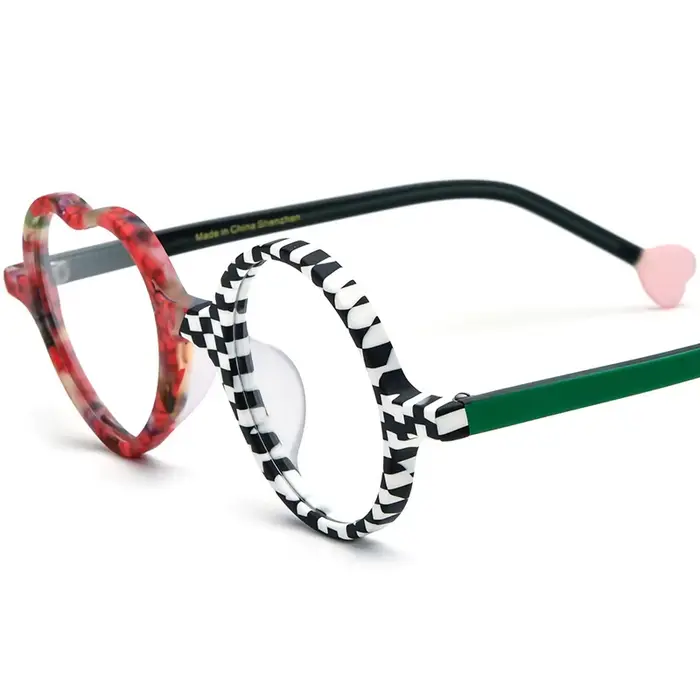 Monture de lunettes tendance multicolore pour femmes, de marque, design cœur rond, lunettes japonais