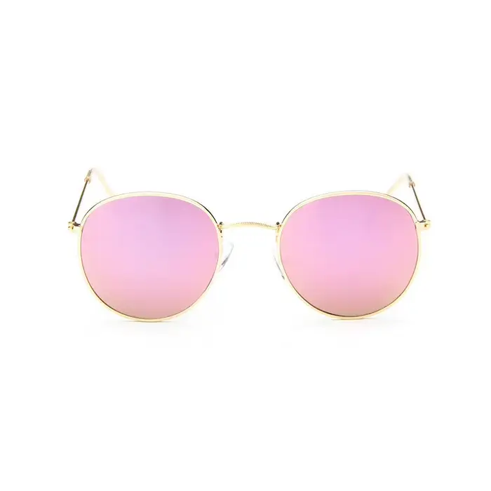 Lunettes de Soleil Rondes Rétro pour Femme, Accessoire de Marque de Styliste, en Alliage, Miroir, 20
