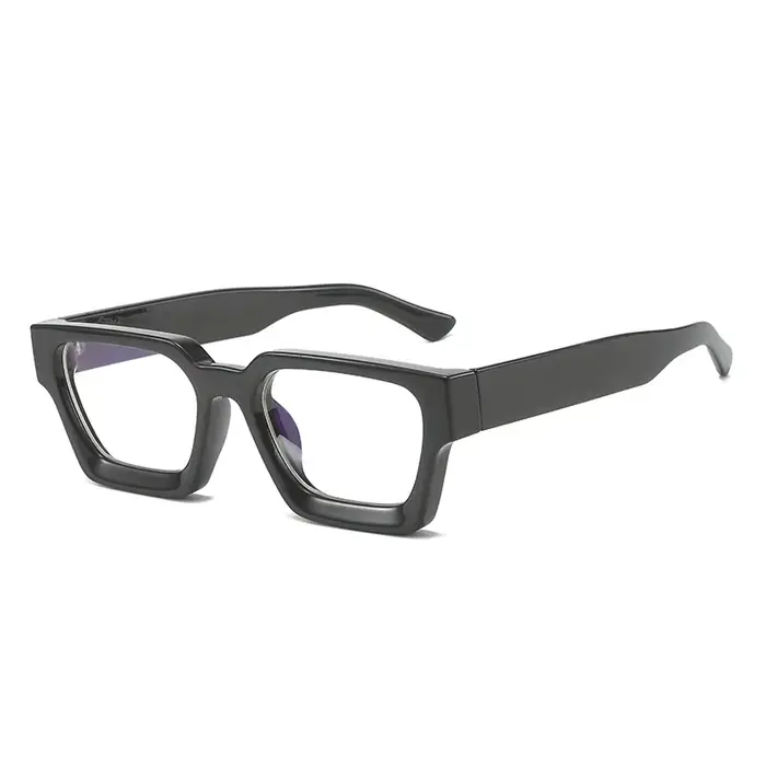 Lunettes carrées jaunes pour femmes, verres transparents surdimensionnés, Vintage, grande monture, p