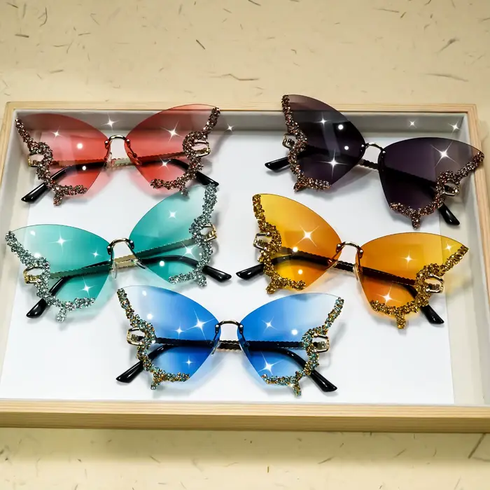 Lunettes de soleil papillon sans bords pour femmes et hommes