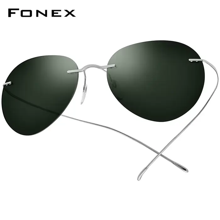 FONEX-Lunettes de soleil sans monture en titane pour hommes et femmes, lunettes de soleil polarisées