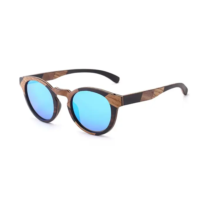 Lunettes de soleil Vintage rondes en bois pour femmes et hommes