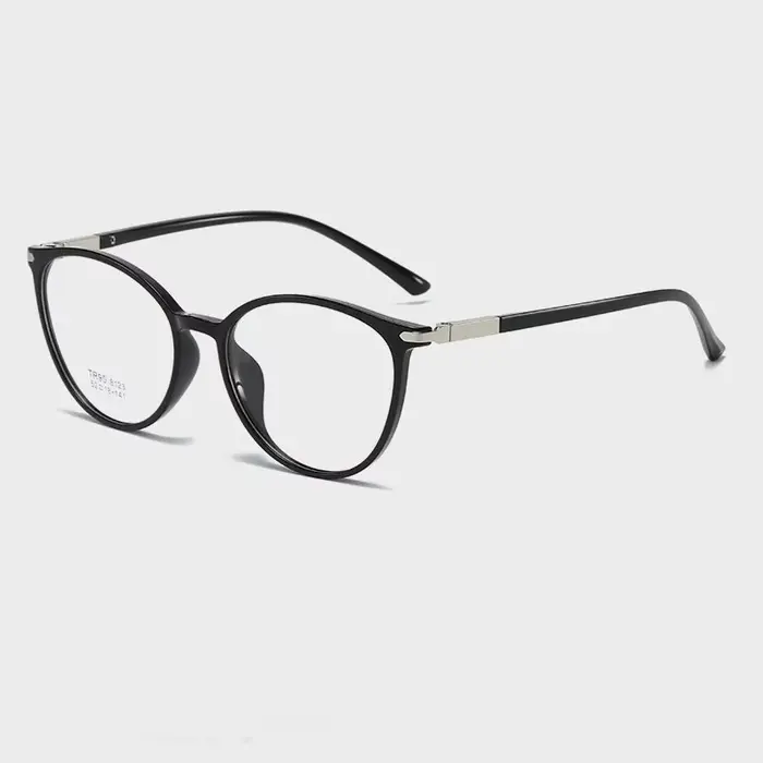 Reven Jate-Lunettes Rondes Rétro pour Femme, Montures Optiques Myopie, Verres Clairs en Métal, Noir 