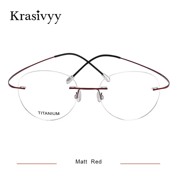 Krasivyy rond sans monture lunettes cadre hommes ultraléger myopie Prescription lunettes femmes Vint