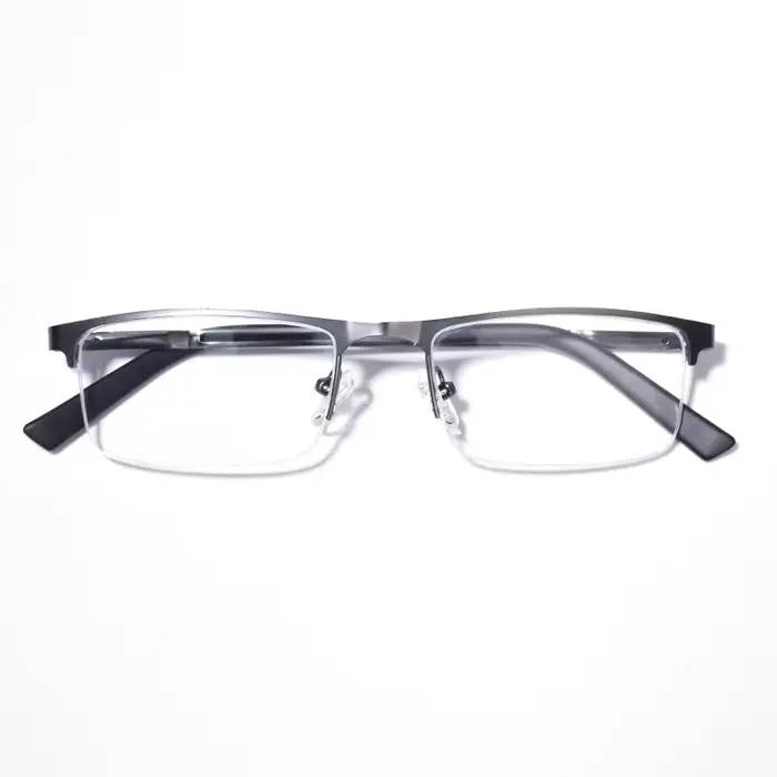 Lunettes de lecture carrées en métal pour hommes, monture marron, avec charnière à ressort, anti-lum