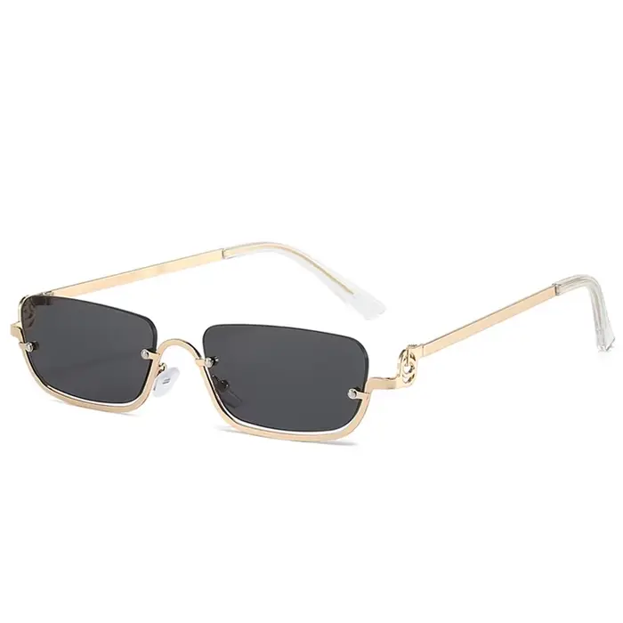 Lunettes de soleil carrées demi-cadre pour femmes, marque de luxe, petites lunettes de soleil rectan
