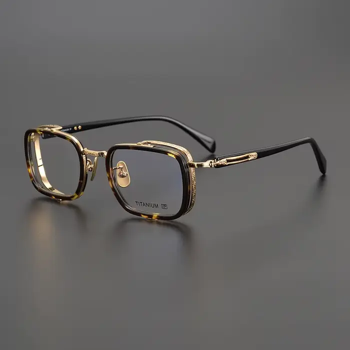 Vintage acétate titane lunettes cadre hommes carré Prescription myopie lunettes cadre femmes rétro m