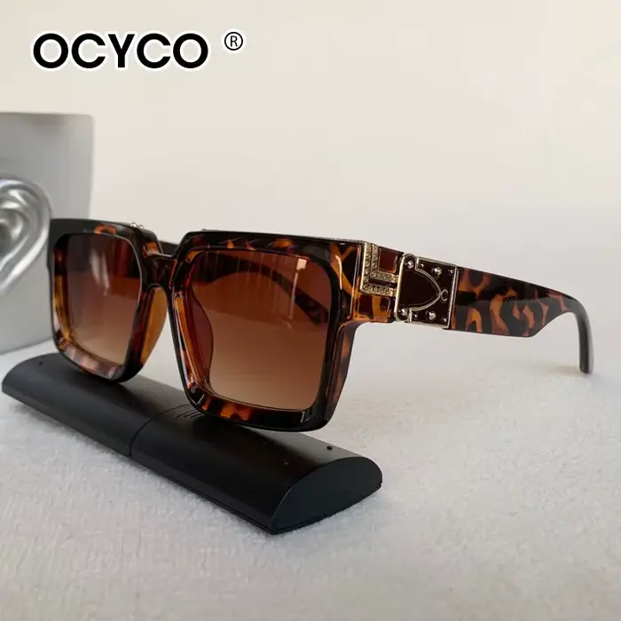 Lunettes de soleil carrées surdimensionnées multicolores pour hommes et femmes