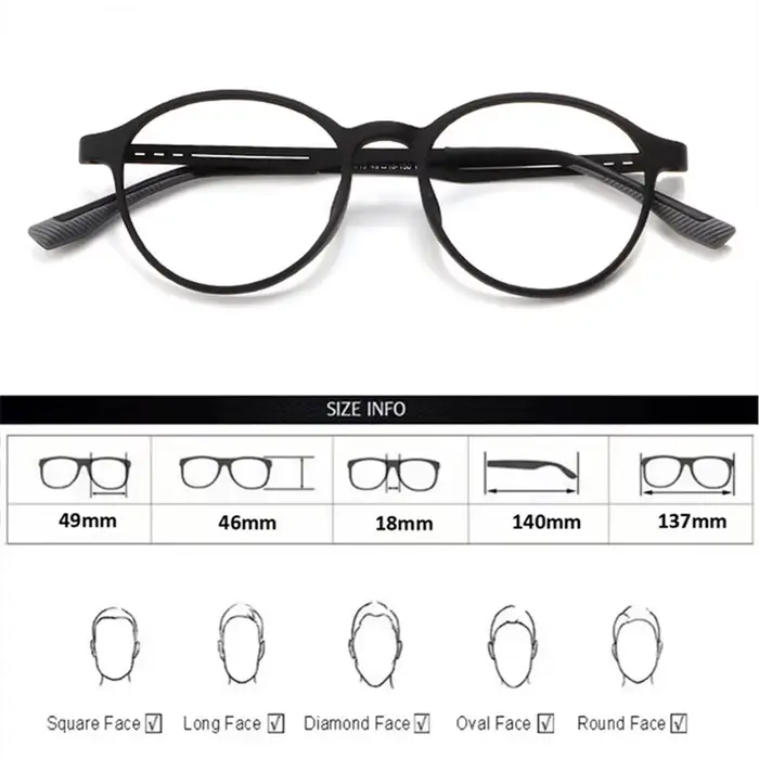 Lunettes de Myopie TR90 Ultralégères en Alliage de Caoutchouc et de Titane, Monture de Lunettes Rétr