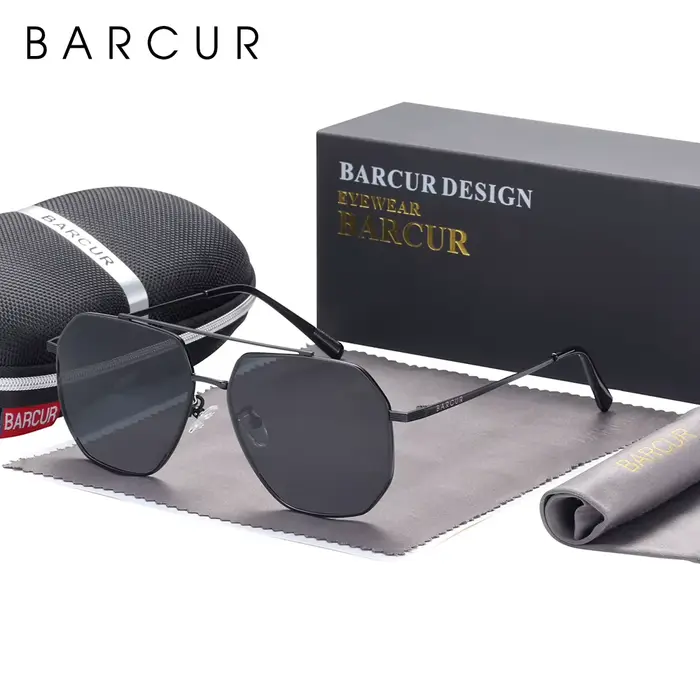 BARCUR lentille carrée en verre hommes lunettes De soleil pour femmes lunettes De soleil polarisées 
