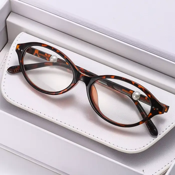 Lunettes de lecture ovales élégantes avec décor en perles, anti-lumière bleue, pour presbytie, montu