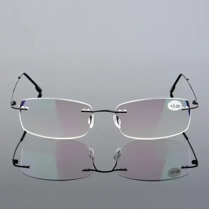 Lunettes de lecture sans cadre en titane pour hommes et femmes
