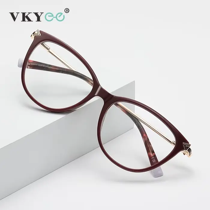 VICKY nouvelle mode Unique Simple oeil de chat conception femmes Anti-lumière bleue lunettes de lecture personnalisable Prescription LS235