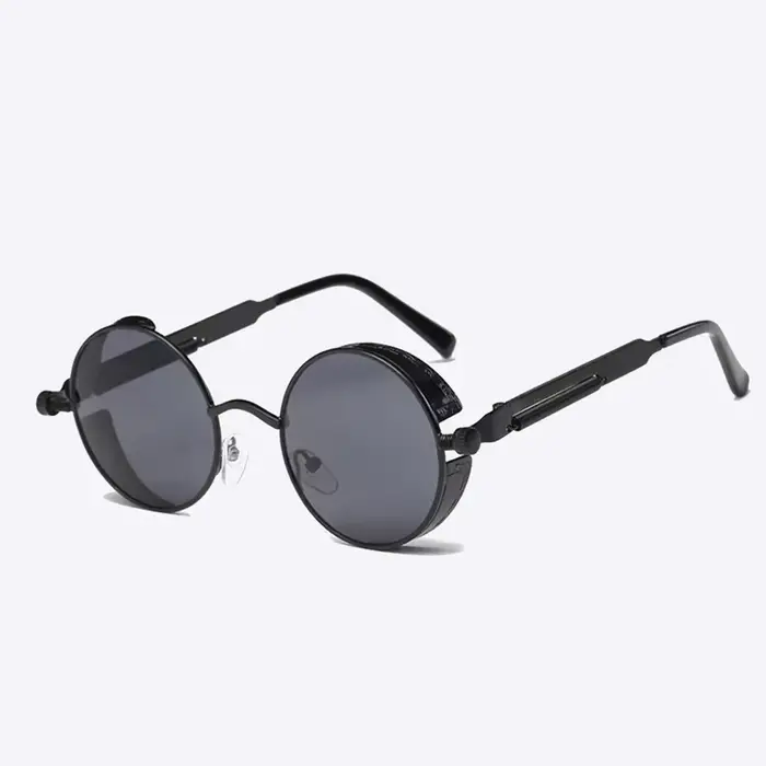 Lunettes de soleil Steampunk rondes en métal pour hommes et femmes, lunettes de créateur de marque, 