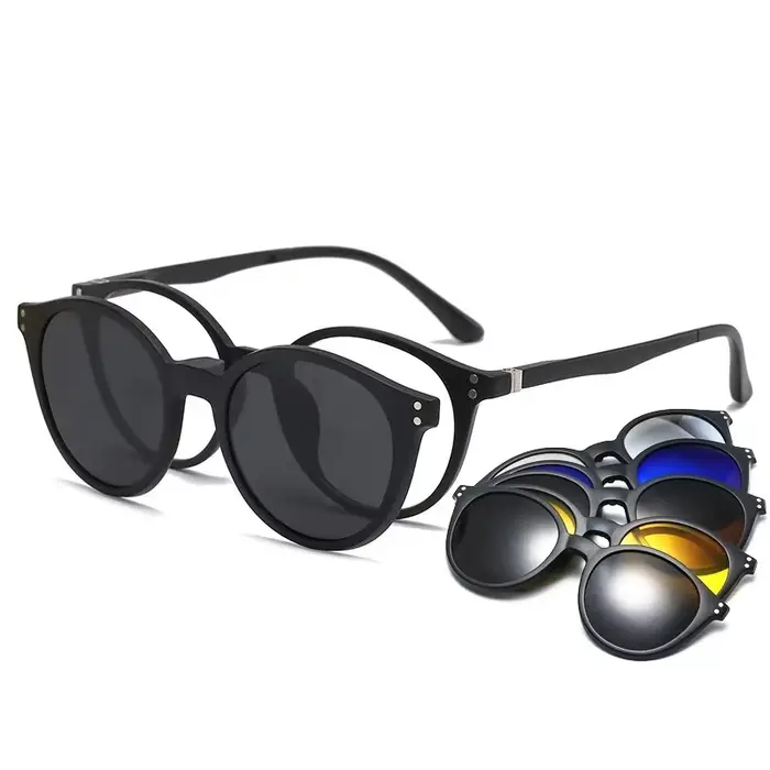 5 en 1 aimant lunettes de soleil femmes polarisées pince sur lunettes hommes rond Prescription optiq
