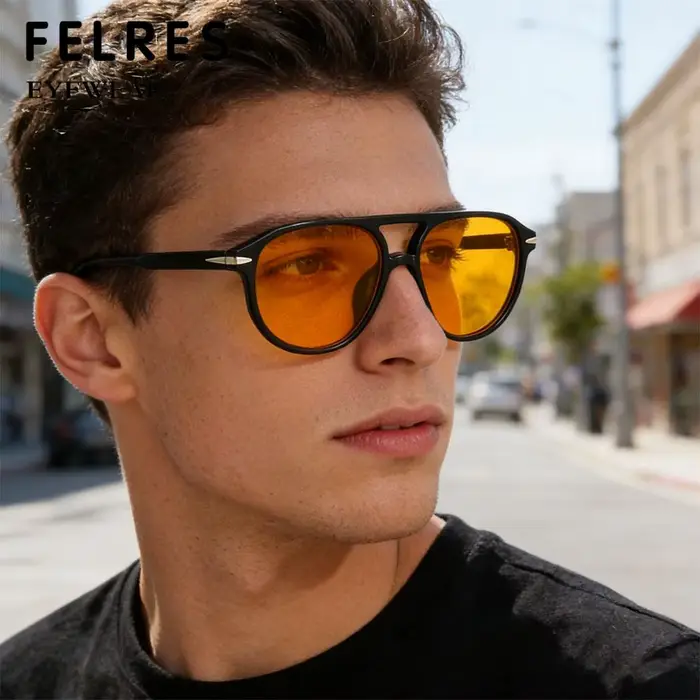 Lunettes de soleil pilote bleues à double pont