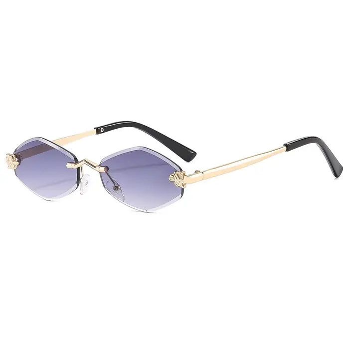 Mode petites lunettes de soleil polygonales pour femmes marque de luxe marron losange lunettes de so