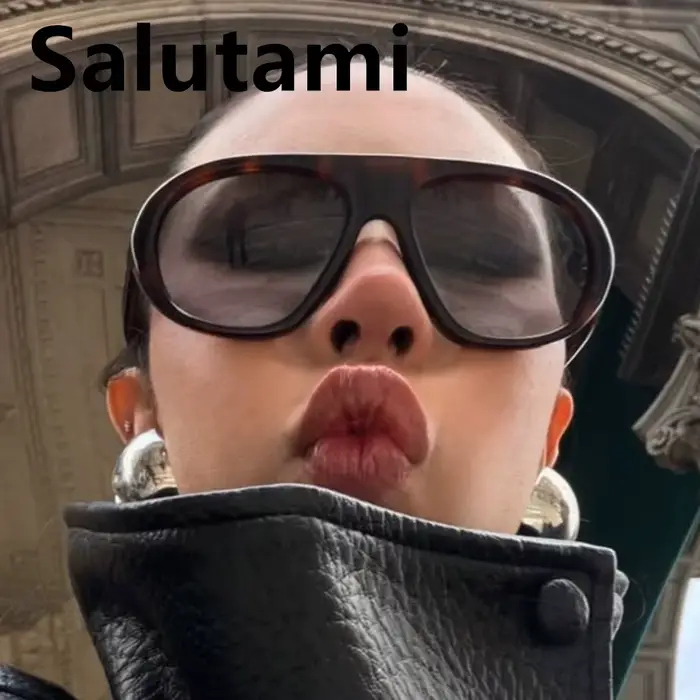Lunettes de soleil vintage ovales noires à motif léopard pour femmes