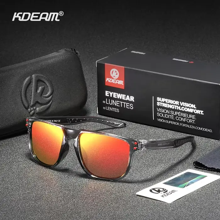 KDEAM éblouissement filtrage HD lunettes de soleil polarisées pour hommes élégance cristal cadre miroir