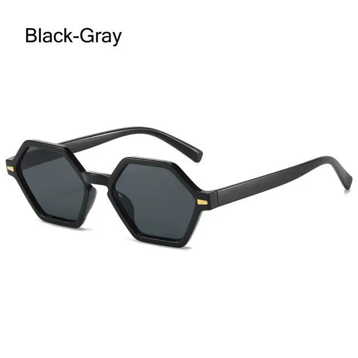 Lunettes de soleil hexagonales à petite monture, UV400, Style Hip-Hop, Rivets décoratifs, lunettes d