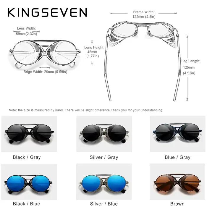 Lunettes de soleil rondes Steampunk pour hommes et femmes