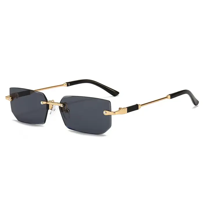Lunettes de soleil sans monture à la mode pour hommes et femmes, design de luxe, monture rectangulai
