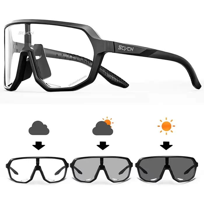 Lunettes photochromiques de cyclisme pour homme et femme, équipement de sport de plein air, VTT, vél