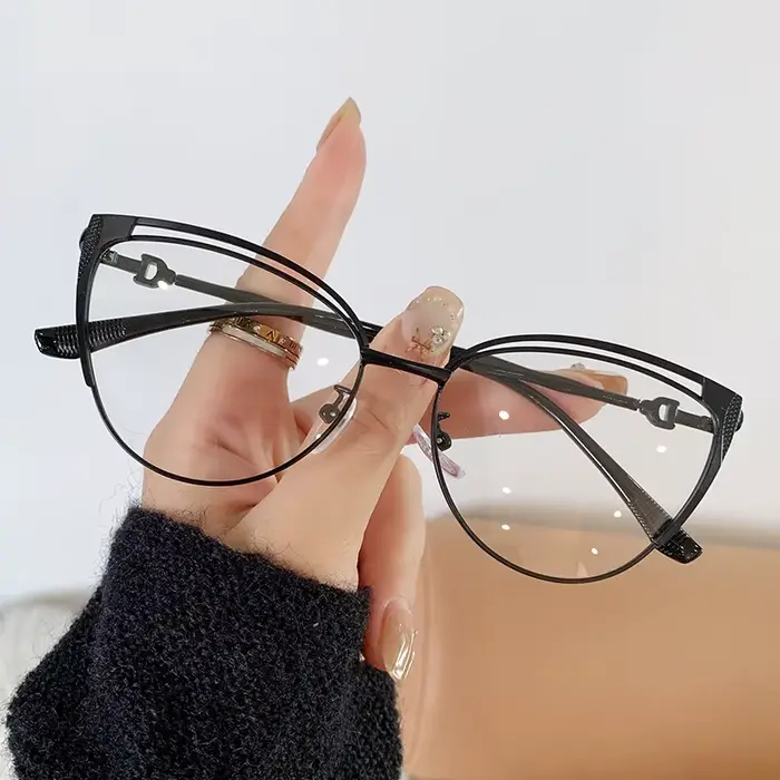 Lunettes photochromiques œil de chat pour dames, verres optiques transparents en métal populaires, l