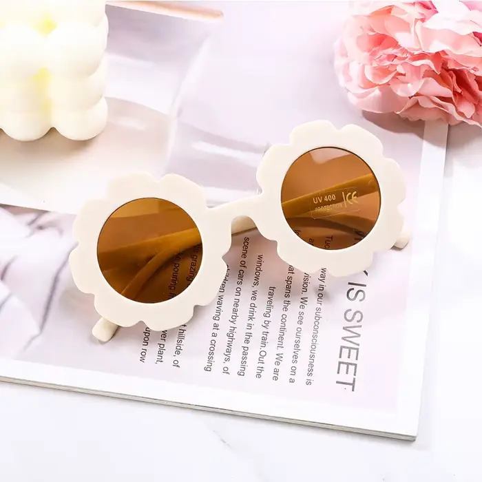 Lunettes de soleil rondes pour enfants de 2 à 10 ans, protection UV400, motif fleur de soleil, pour 