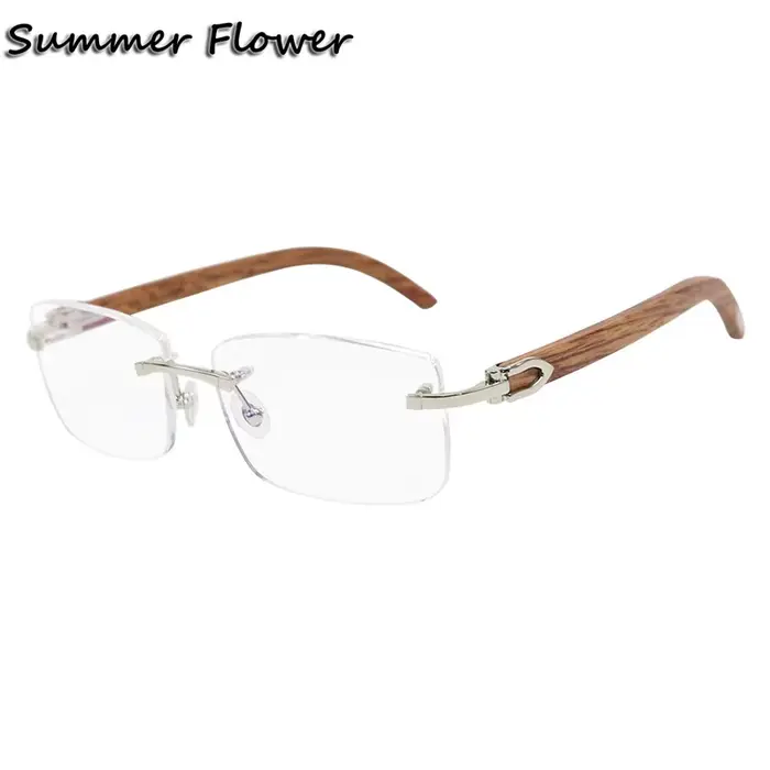 Lunettes optiques en bois et titane pour hommes