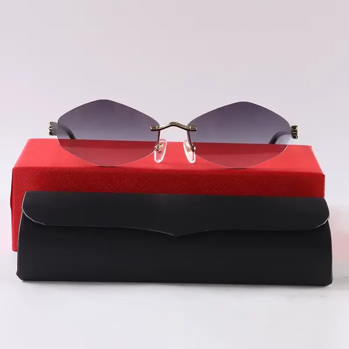 Lunettes de soleil rétro sans monture pour femmes