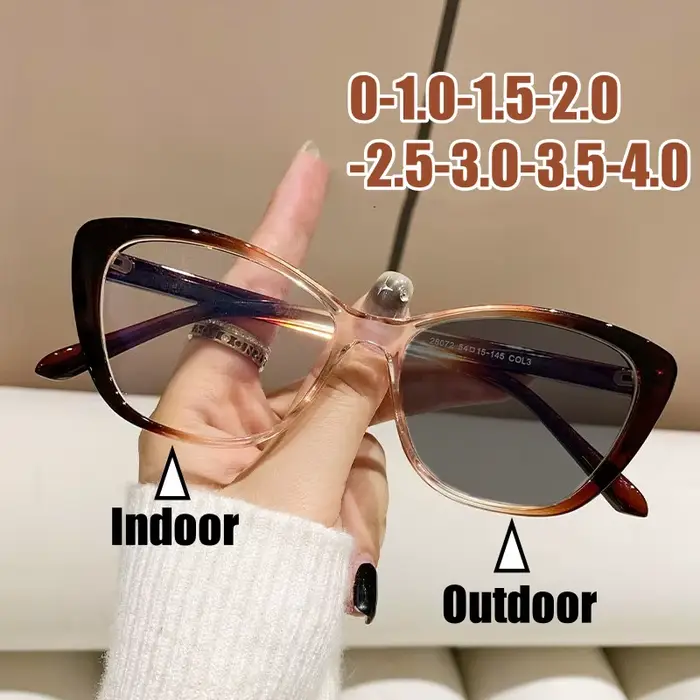 Lunettes de myopie photochromiques d'extérieur pour femmes, unisexe, Vintage, œil de chat, moins dio