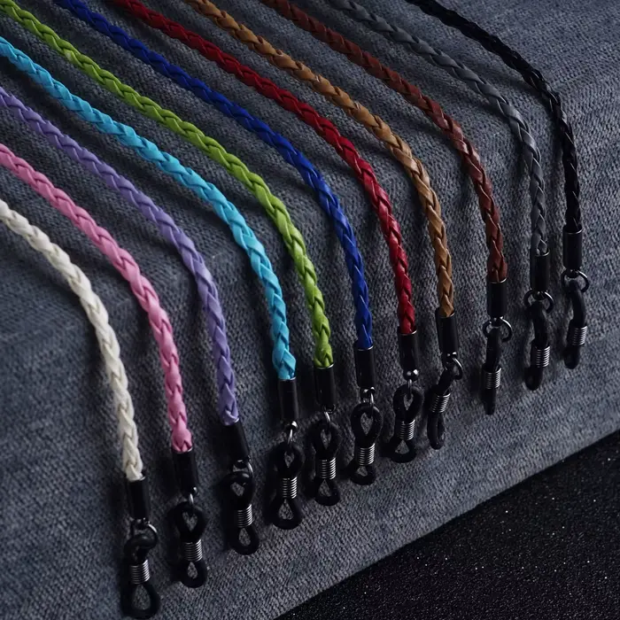 Lunettes en cuir pour hommes et femmes, 1 pièce, chaîne en corde tissée, à lacets, pour Sports de pl