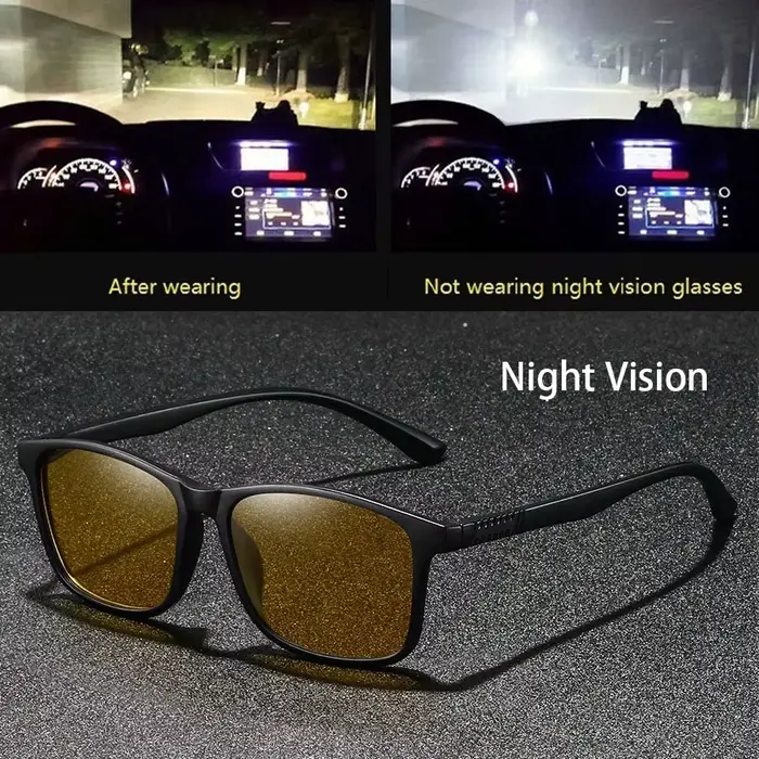 Lunettes de vision nocturne unisexes à monture carrée vintage, verres anti-absorbe ouissement, lunet