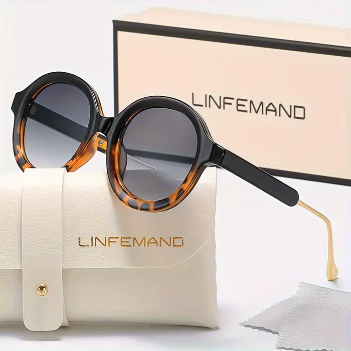 LINFEMAND classique rétro circulaire dégradé lentille mode lunettes de soleil UV400 femmes été fête 