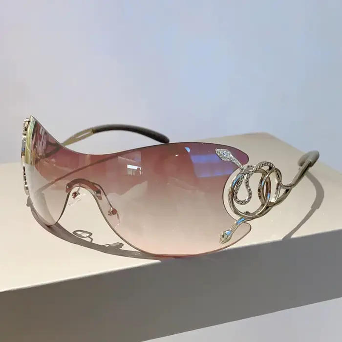 KLASSNUM-Lunettes de soleil sans monture Y2k pour femme, verres dégradés, nuances d'extérieur, lunet