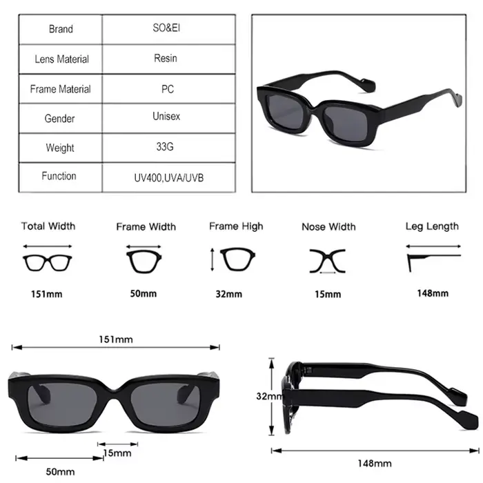 SO & EI rétro petit rectangle lunettes de soleil femmes bonbons couleurs nuances UV400 carré hommes