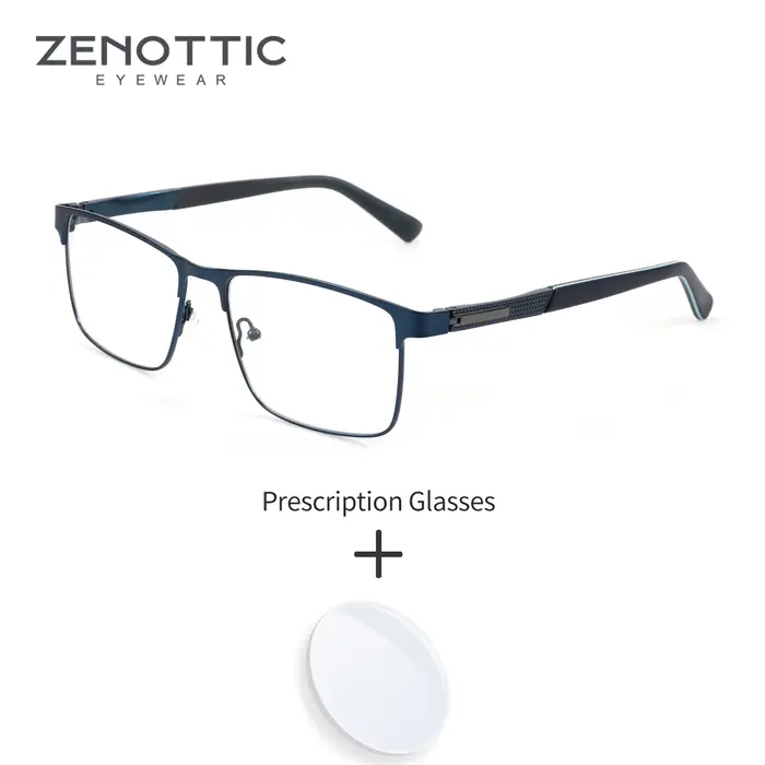 ZENOTTIC XL taille tendance métal lunettes de Prescription pour hommes Double pont carré photochromique multifocal