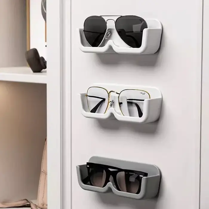 Boîte de rangement de lunettes, support mural perforé gratuit pour lunettes de soleil, vitrine en verre haut de gamme, boîte de rangement pour organisateur de maison
