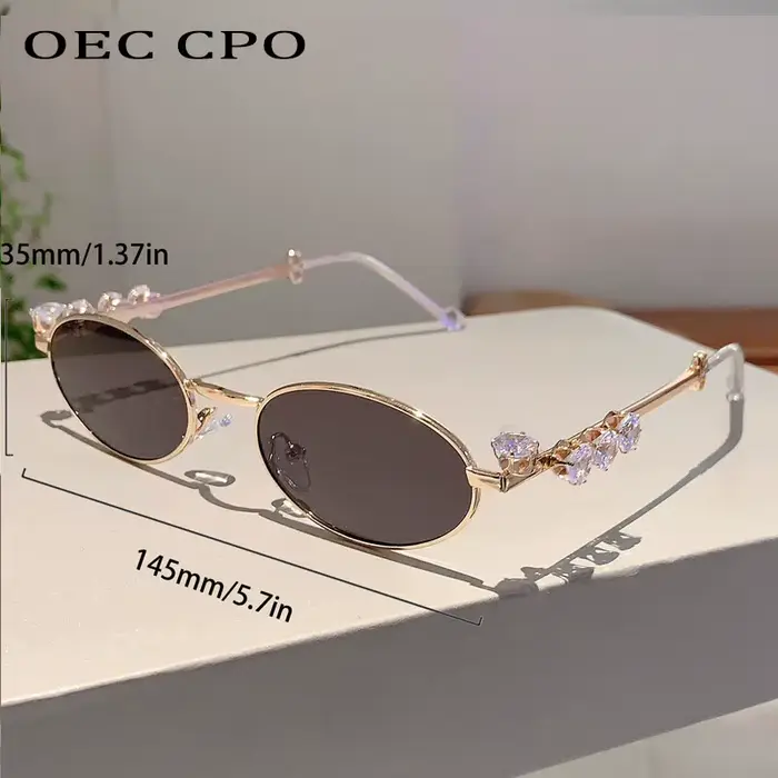 Lunettes de soleil ovales en diamant pour femmes